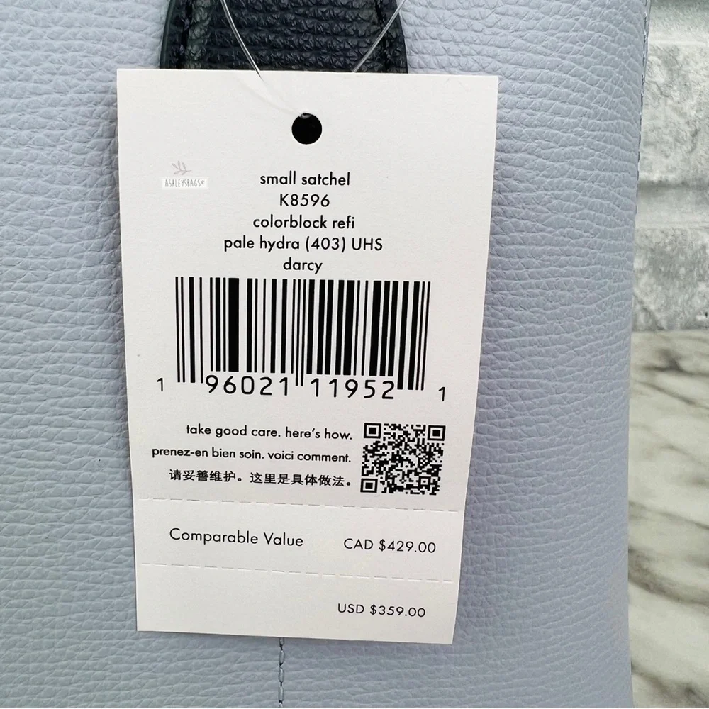 Kate Spade Darcy Colorblock Small Satchel Crossbody In Pale Hydra Blue